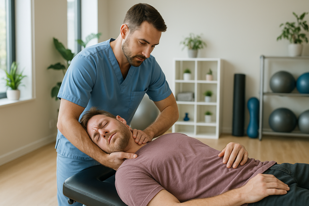 Patient receiving specialized auto injury chiropractic care at Krieg Chiropractic Center in Missoula, Montana.